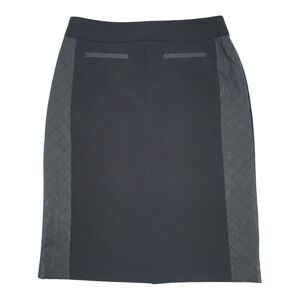 Calvin Klein Quilted Faux Leather Side Panel Pencil Skirt 2 Solid Black XS CK